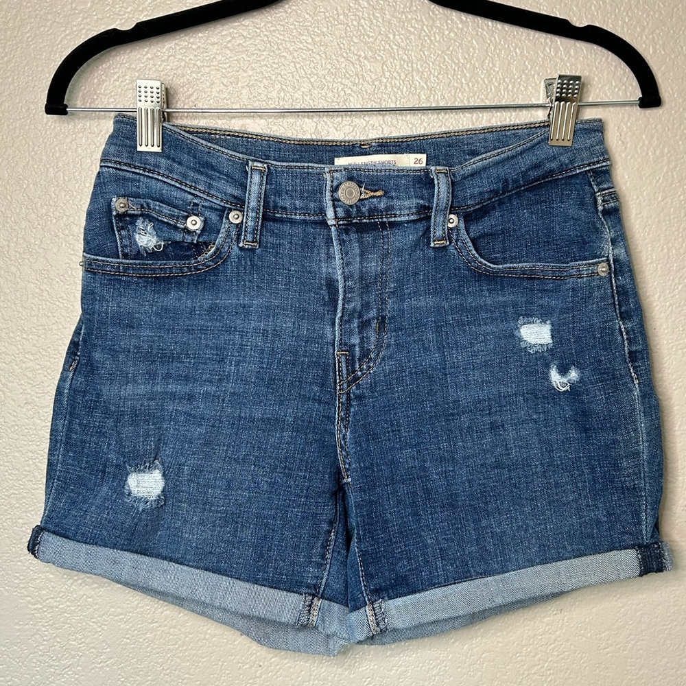 Levi's Women's 'Mid Length Shorts' Distressed Rolled Hem Summer Beach Casual 26